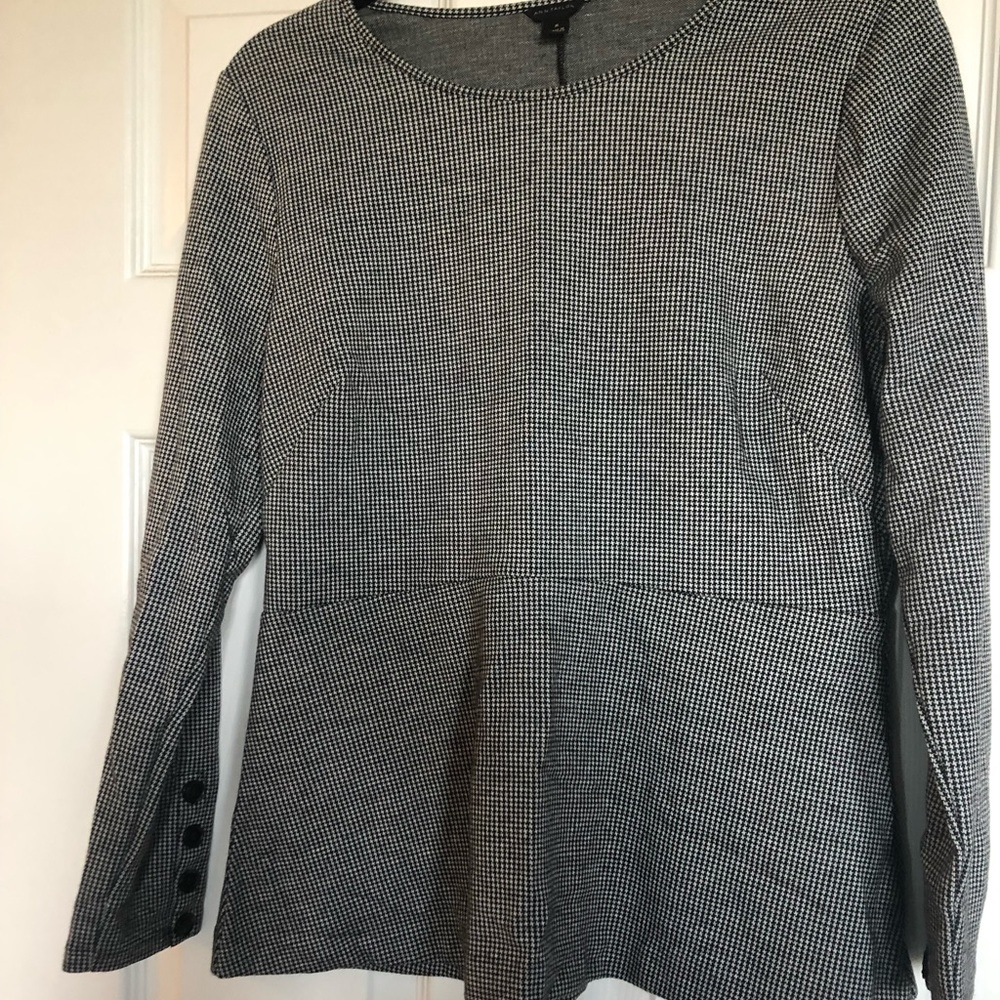 Ann Taylor Houndstooth Knit Peplum Top